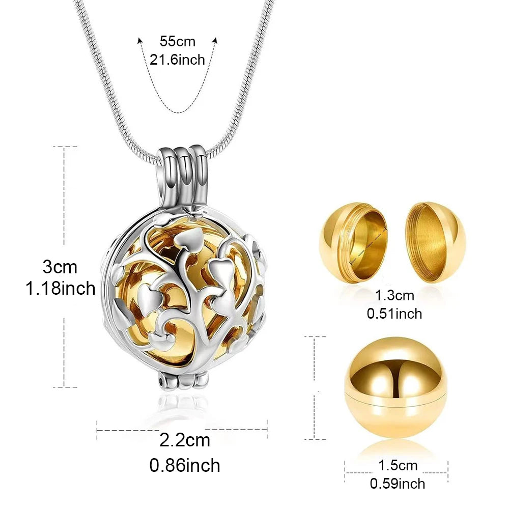 Urnen-Halskette für Asche mit hohler Mini-Kugel, Andenken, Urnen-Anhänger, Gedenkschmuck für Asche