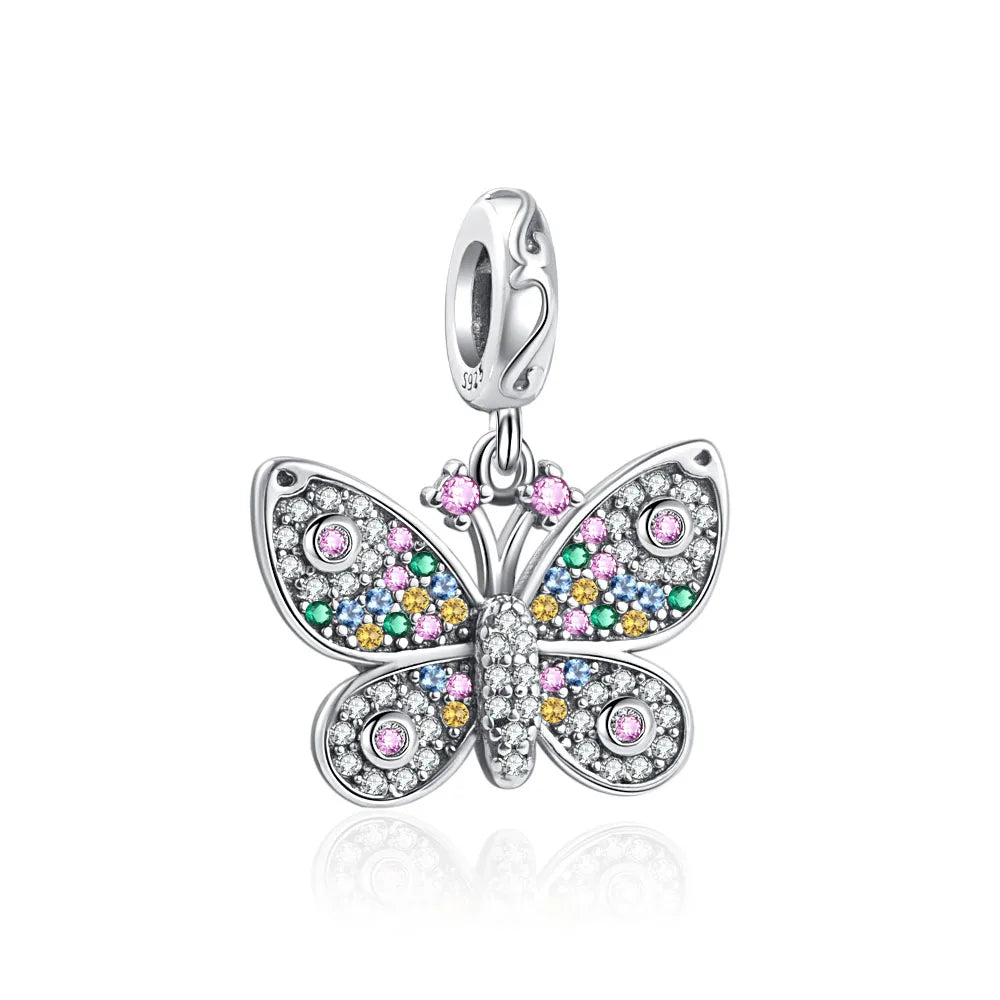 2025 Neu in Original 925 Sterling Silber Bunte Exquisite Schmetterling Serie Charm Fit Armband Halskette DIY Frauen Schmuck Geschenk