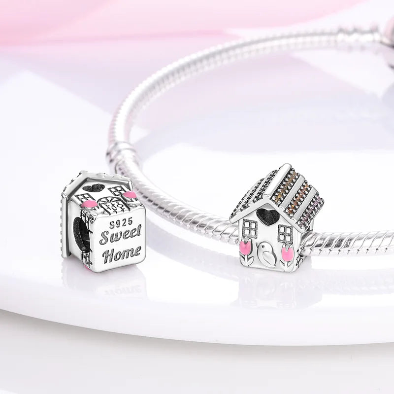 Charms aus 925er-Sterlingsilber, romantische Herz-Serie, Perlen, passend für Qikaola 925 Original-Armbänder, DIY-Schmuck zum Muttertag, Geschenke