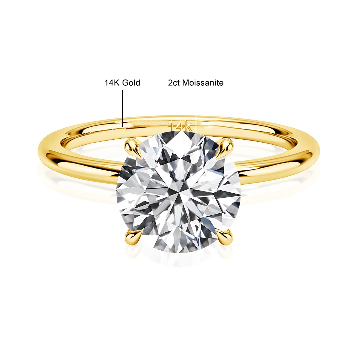 Echtgold 14K Moissanit Damenring Einfachheit AU585 K Gold Diamant Ehering Braut Verlobungsschmuck Mutter Liebhaber Geschenk