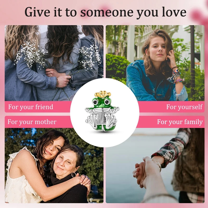 Neu im 925er-Sterlingsilber, grüne Charms, Perlen, Frosch, Kleeblatt, Schildkröte, Anhänger, Schmuck, passend für Original-925-Armbänder für Frauen, DIY-Geschenk