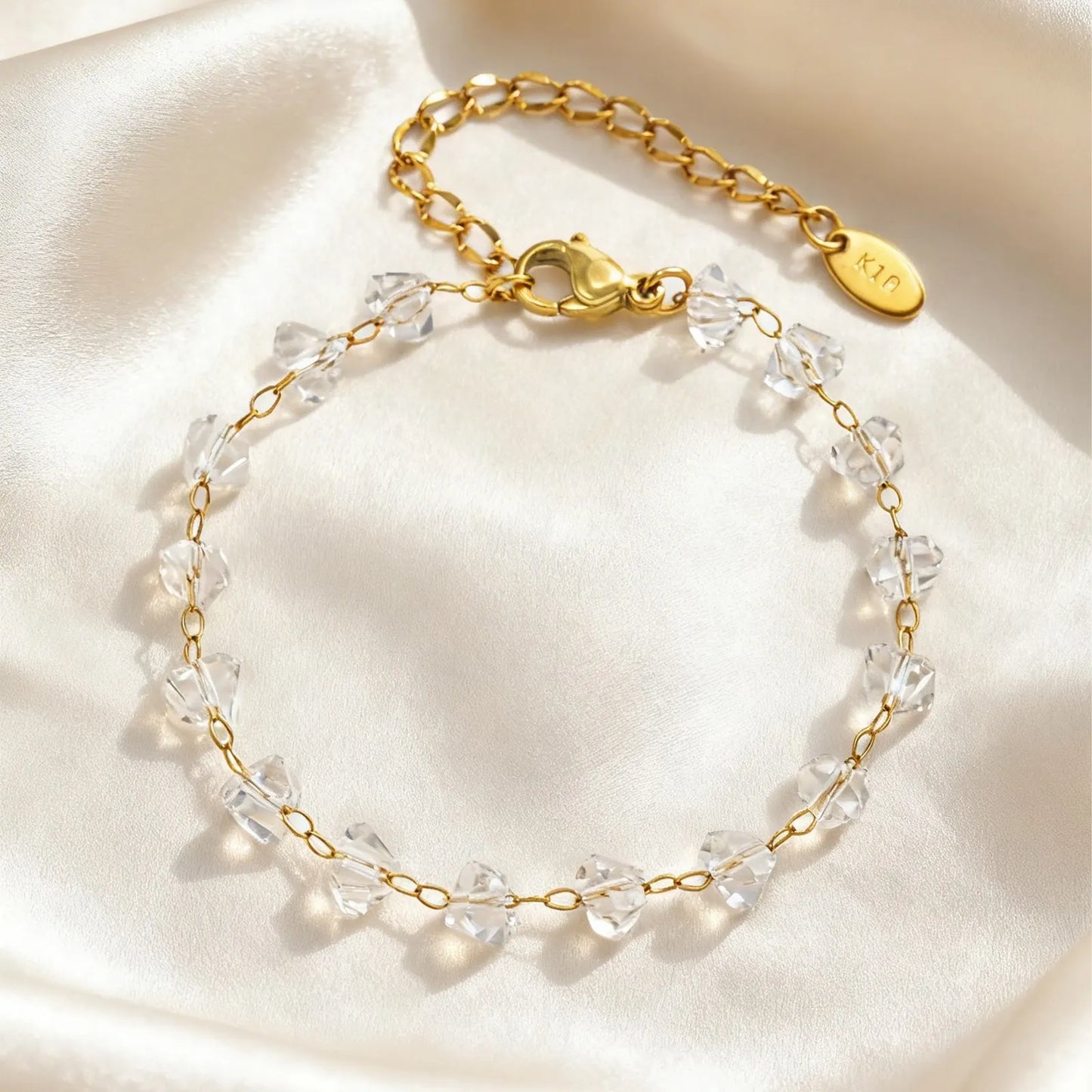 Unregelmäßige transparente Kristallperlen-Halskette für Frauen, Edelstahl-Perlenketten-Halsketten, exquisites Handschmuck-Geschenk