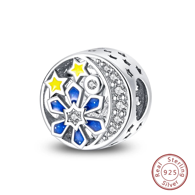 Winter-Charm, Original-Charm-Anhänger aus 925er-Sterlingsilber, Schneeflocke, Schneemann, Pinguin, für Frauen, feiner DIY-Geburtstagsschmuck, Geschenke