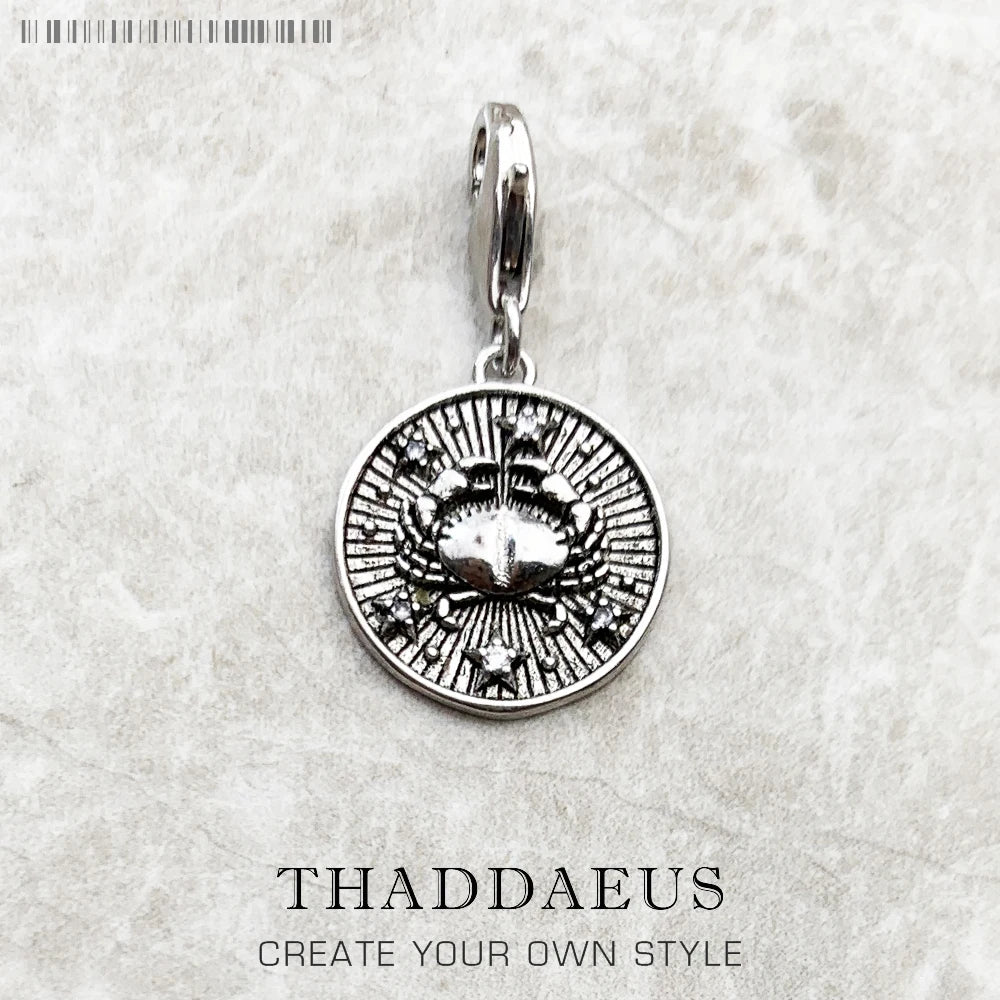 Charm-Anhänger Widder Stier Zwillinge Krebs Löwe Jungfrau Waage Skorpion Sgr Cap Aqu Fische Sternzeichen Vintage Geschenk 925er Sterlingsilber