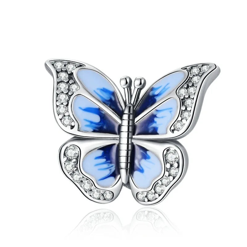 2025 Neu in Original 925 Sterling Silber Bunte Exquisite Schmetterling Serie Charm Fit Armband Halskette DIY Frauen Schmuck Geschenk