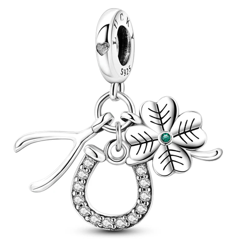 Heißer Verkauf Charms Perlen 925 Sterling Silber Farbe Bogen Kreuz Lebensbaum Perlen Fit DIY Original Armreif Charme Anhänger Schmuck