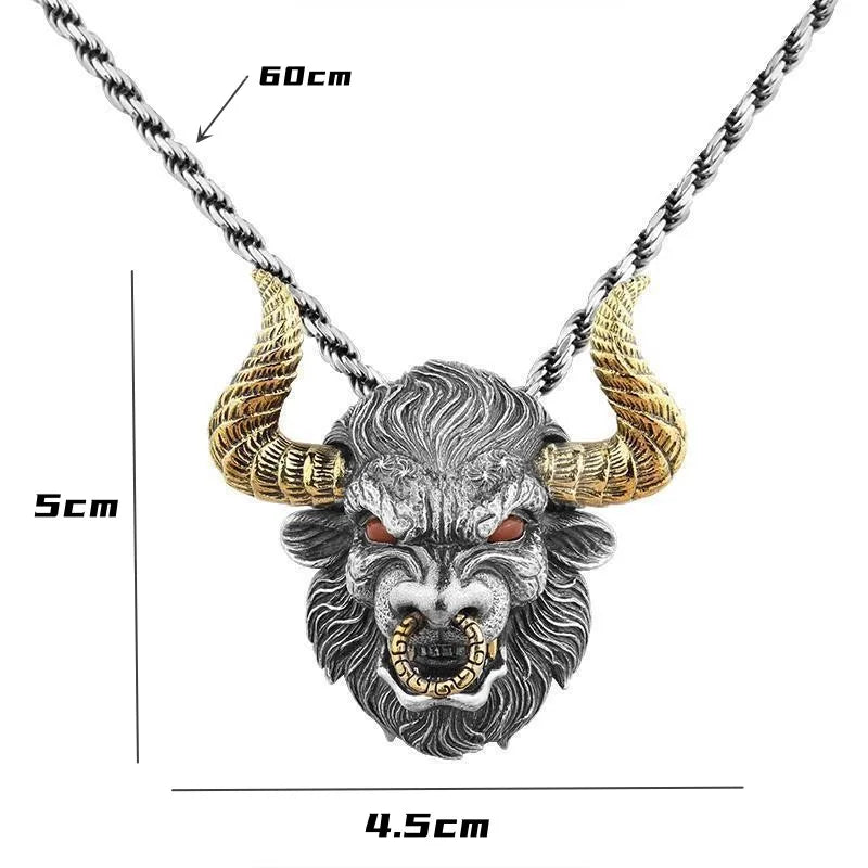 Retro dominierende Tier Stierkopf Anhänger Stier Teufel Halskette für Männer Punk Hip Hop coole Motorrad fahren Glück Zubehör