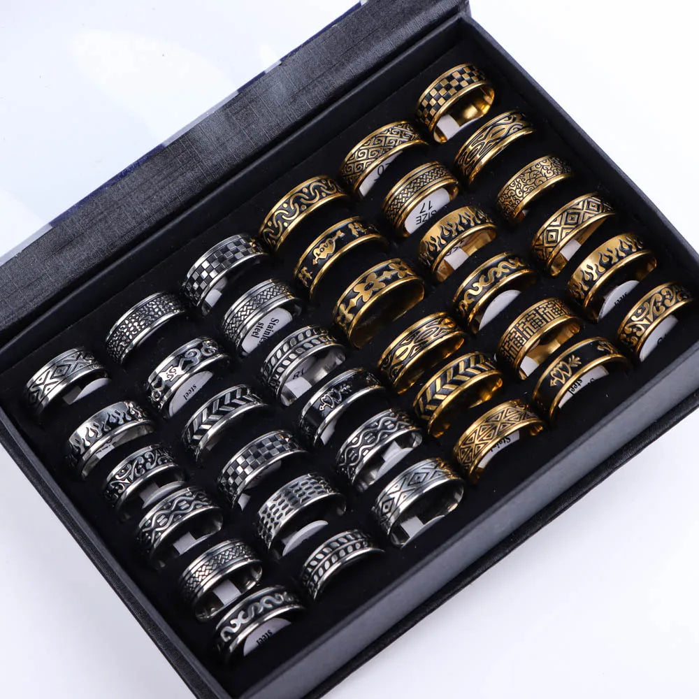 10 Teile/los Trendy Klassische männer frauen Öl Tropft Edelstahl Ringe, Retro Schmuck Geschenke, Gemischte Stil