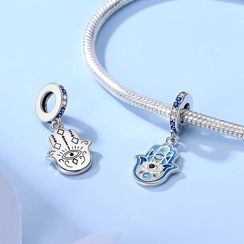 Heiße Verkäufe 925 Sterling Silber Charms Perlen Teufel Auge Fatimas Hand Kreuz Perlen Fit Original Armband Frauen DIY schmuck Geschenke