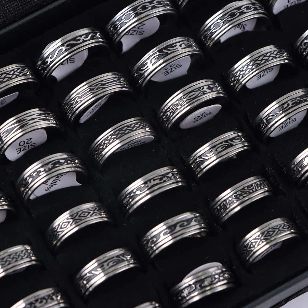 10 Teile/los Trendy Klassische männer frauen Öl Tropft Edelstahl Ringe, Retro Schmuck Geschenke, Gemischte Stil