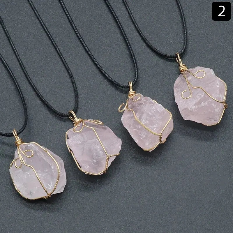 26-36mm 1pc Naturstein Citrin Roh draht gewickelt Anhänger rosa weiß Quarz Amethyst Fluorit unregelmäßigen Stein Halskette Schmuck