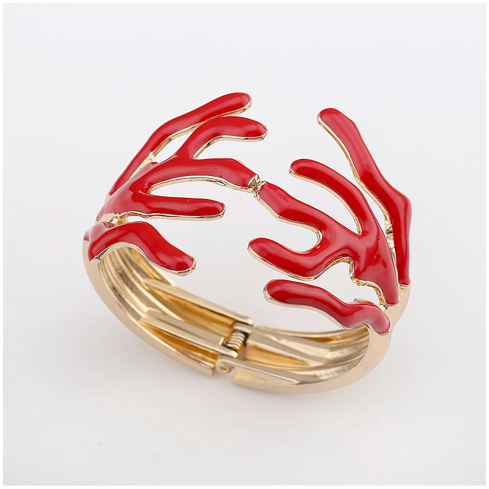 KAYMEN Neues wunderschönes Korallen-Design, luxuriöses Manschettenarmband, Statement-Armreif, Modeschmuck für Frauen, Verlobung, Hochzeit, Zubehör