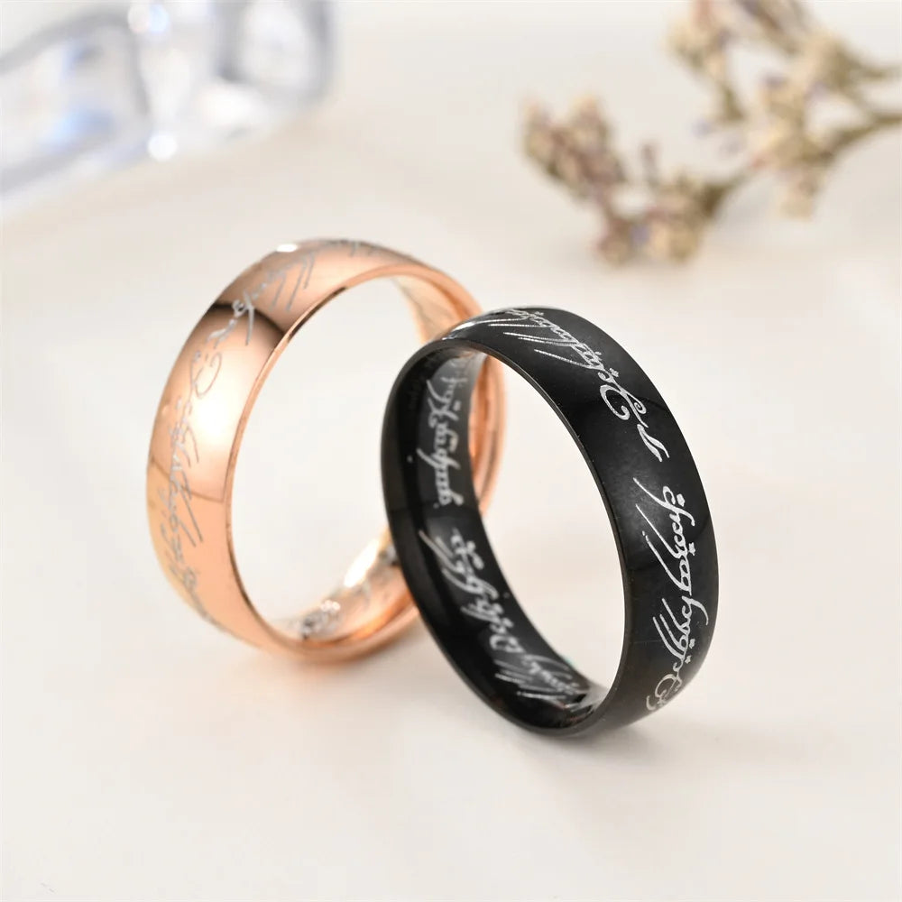 Edelstahlschmuck Punk One Ring Of Power Elf Bilbo Baggins Gollum Tolkien Letter Wizard Mehrfarbig Größe 6-13