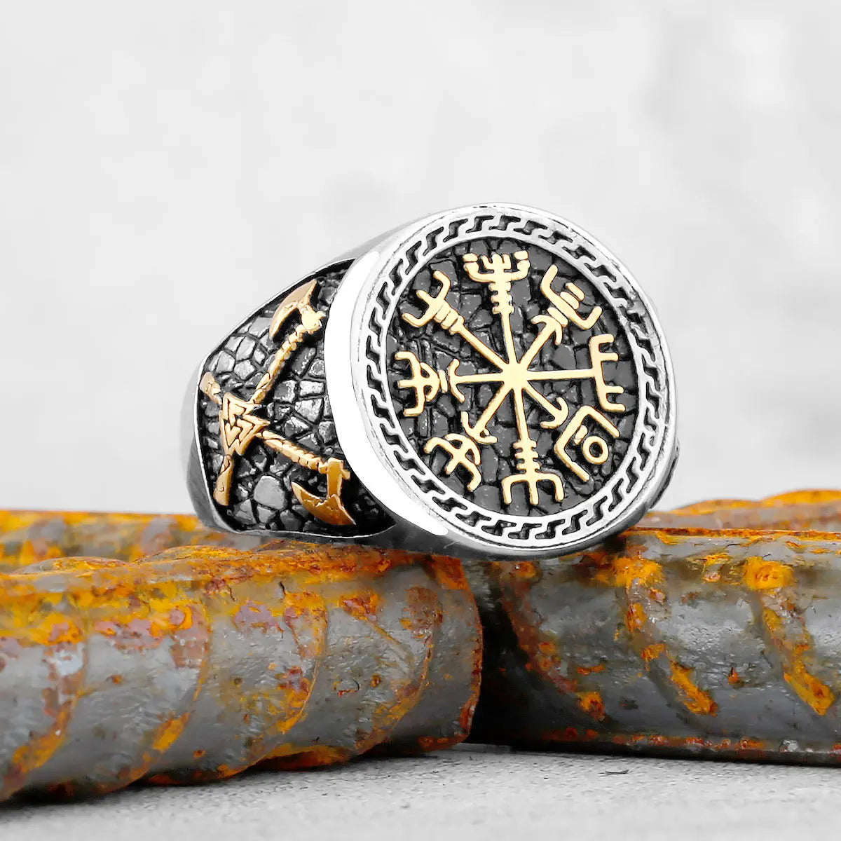 Vintage Edelstahl Wikinger Amulett Ring Nordischer Kompass Runen Männer und Frauen Ringe Teenager Multi Style Schmuck Freund Geschenk