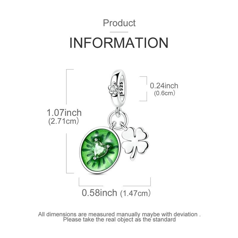 Neu im 925er-Sterlingsilber, grüne Charms, Perlen, Frosch, Kleeblatt, Schildkröte, Anhänger, Schmuck, passend für Original-925-Armbänder für Frauen, DIY-Geschenk