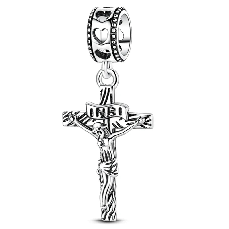 Heißer Verkauf Charms Perlen 925 Sterling Silber Farbe Bogen Kreuz Lebensbaum Perlen Fit DIY Original Armreif Charme Anhänger Schmuck