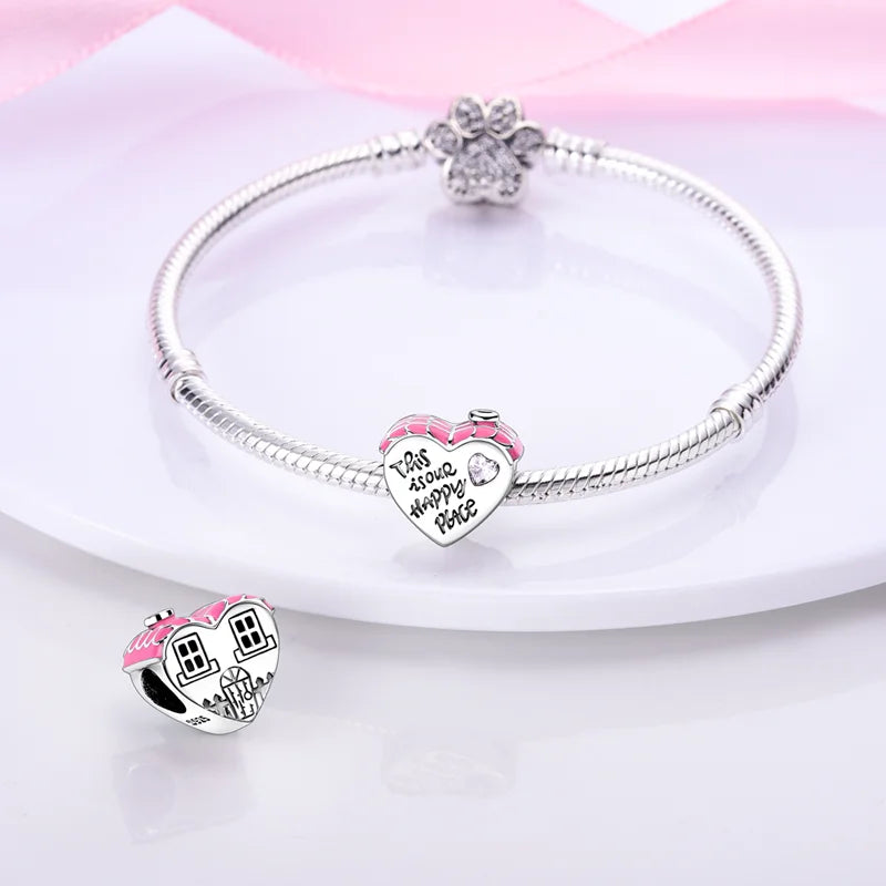 Charms aus 925er-Sterlingsilber, romantische Herz-Serie, Perlen, passend für Qikaola 925 Original-Armbänder, DIY-Schmuck zum Muttertag, Geschenke