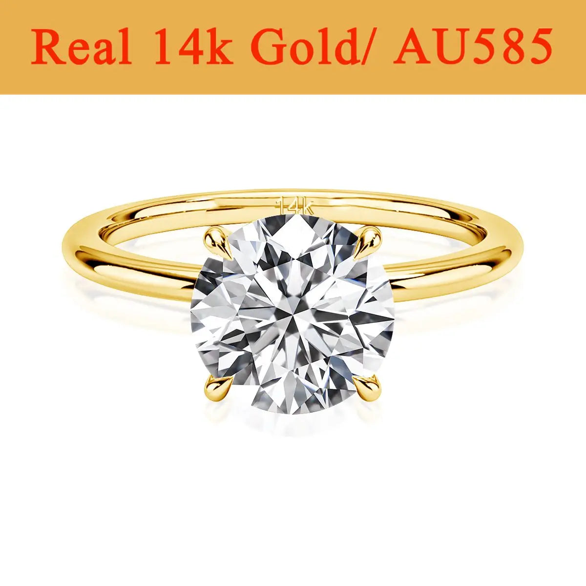 Echtgold 14K Moissanit Damenring Einfachheit AU585 K Gold Diamant Ehering Braut Verlobungsschmuck Mutter Liebhaber Geschenk