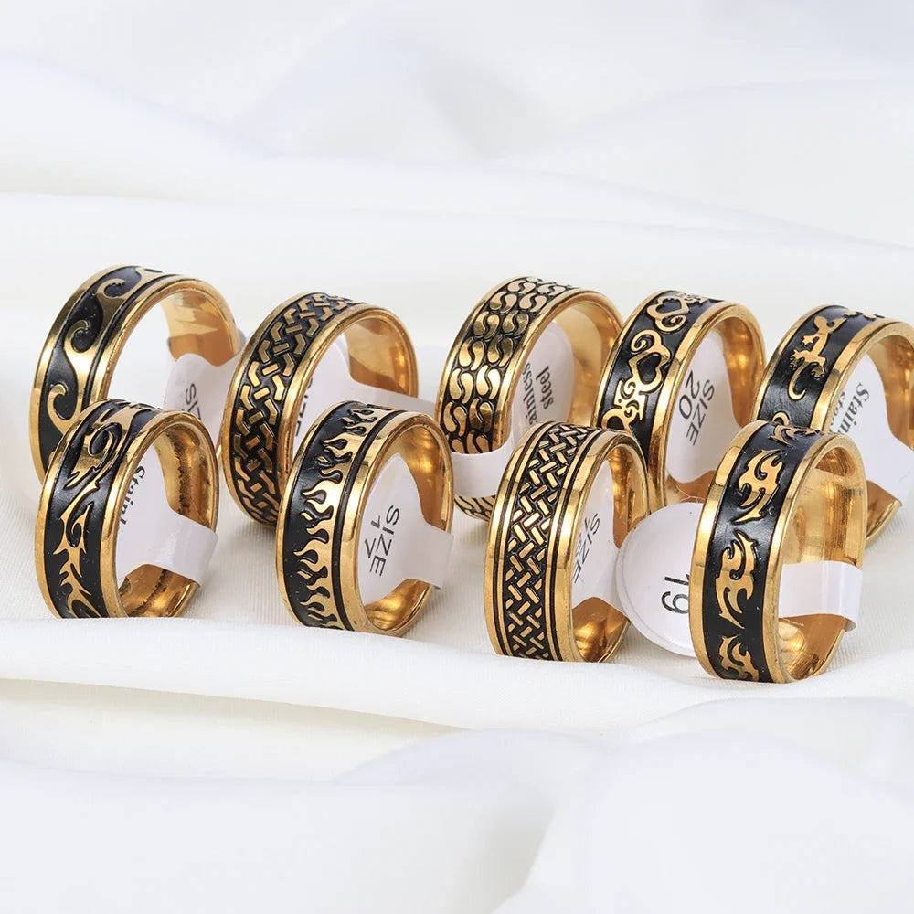 10 Teile/los Trendy Klassische männer frauen Öl Tropft Edelstahl Ringe, Retro Schmuck Geschenke, Gemischte Stil