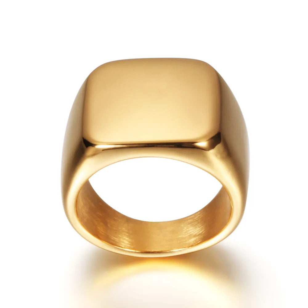 316L Edelstahl Quadrat Signet Ring Für Männer Männlich Finger Schmuck Zubehör Antioxidans Anti-stress Ring