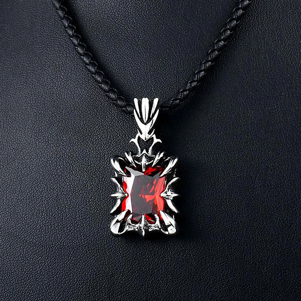 Vintage Mode rot/schwarz/blau/grün Farbe Stein Anhänger Halskette für Männer Frauen Edelstahl Punk Paar Schmuck Drops hipping