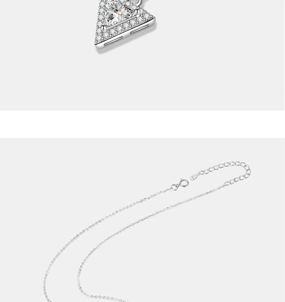PERFANY 0,5/1CT Dreieckige Moissanit Halskette für Frauen S925 Reinem Silber Labor Diamant Anhänger Mode Schmuck Party Geschenk