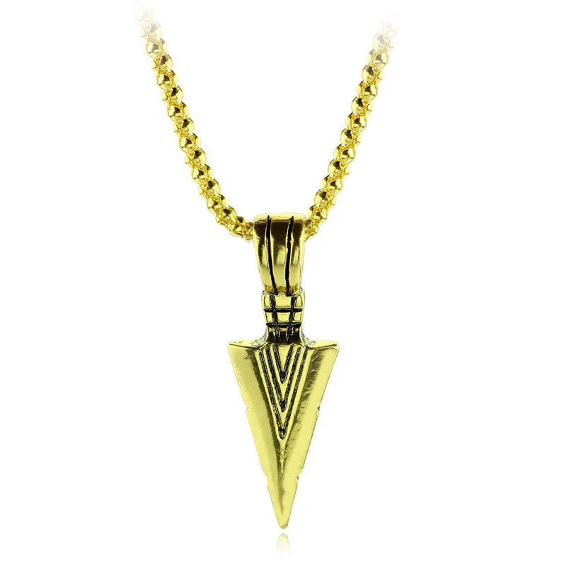 2022 silber Farbe Retro Persönlichkeit Schwarz Dreieck Pfeilspitze Halskette Anhänger Nische Stil Punk Schmuck Party Geschenk Für Männer Und Wo