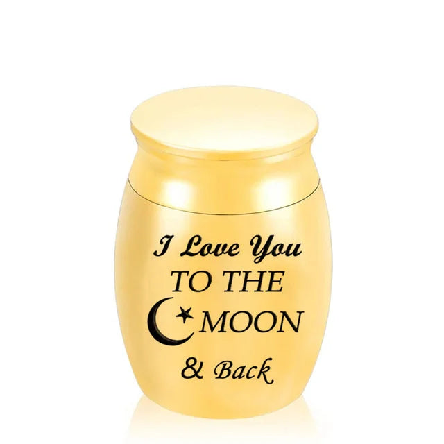 Niedlichen Kaninchen und Mond Feuerbestattung Andenken Urnen für Menschlichen Asche von Pet Mini Kleine Beerdigung Sarg Titan Edelstahl Engel Memorial jar