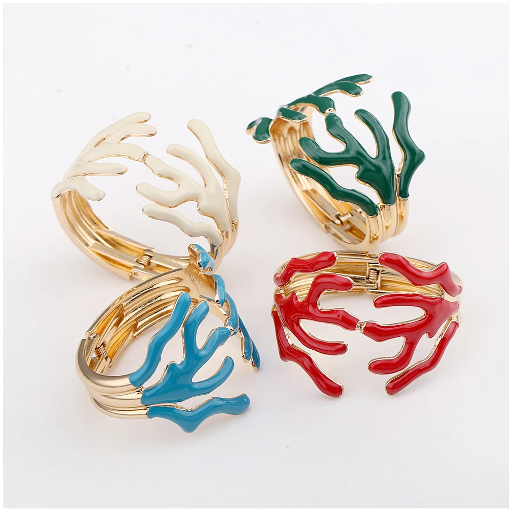 KAYMEN Neues wunderschönes Korallen-Design, luxuriöses Manschettenarmband, Statement-Armreif, Modeschmuck für Frauen, Verlobung, Hochzeit, Zubehör