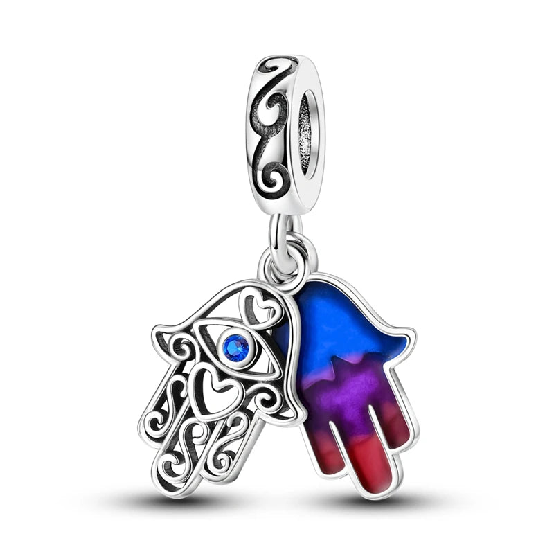 Heiße Verkäufe 925 Sterling Silber Charms Perlen Teufel Auge Fatimas Hand Kreuz Perlen Fit Original Armband Frauen DIY schmuck Geschenke