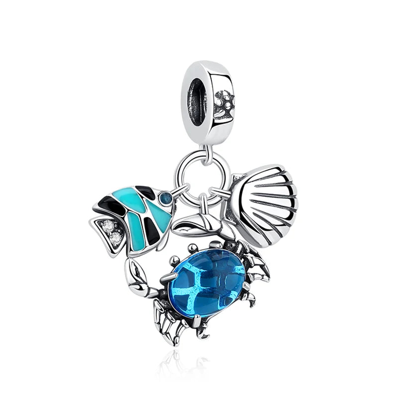 Original 925 Sterling Silber Charms Meeresschildkröte Anhänger Kristall Perlen Fit Marke Armbänder Halsketten Diy Schmuck Für Frauen