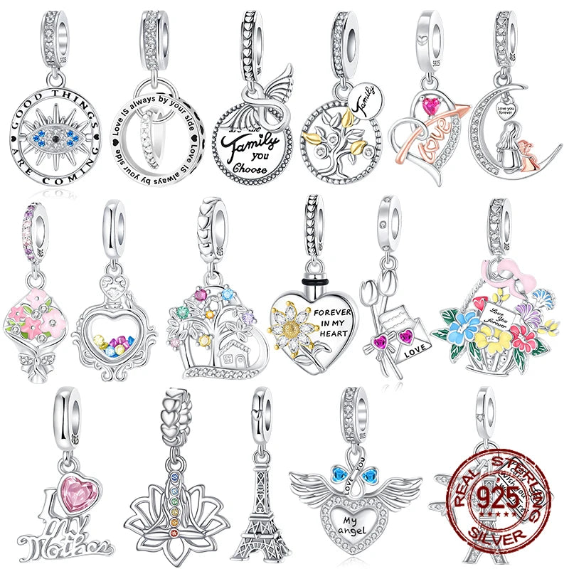 925 Sterling Silber Baum Blume Liebe für immer Familie Bead Pandent Charm Fit 4 MM Loch Durchmesser Armband DIY Bead Frau schmuck Geschenk