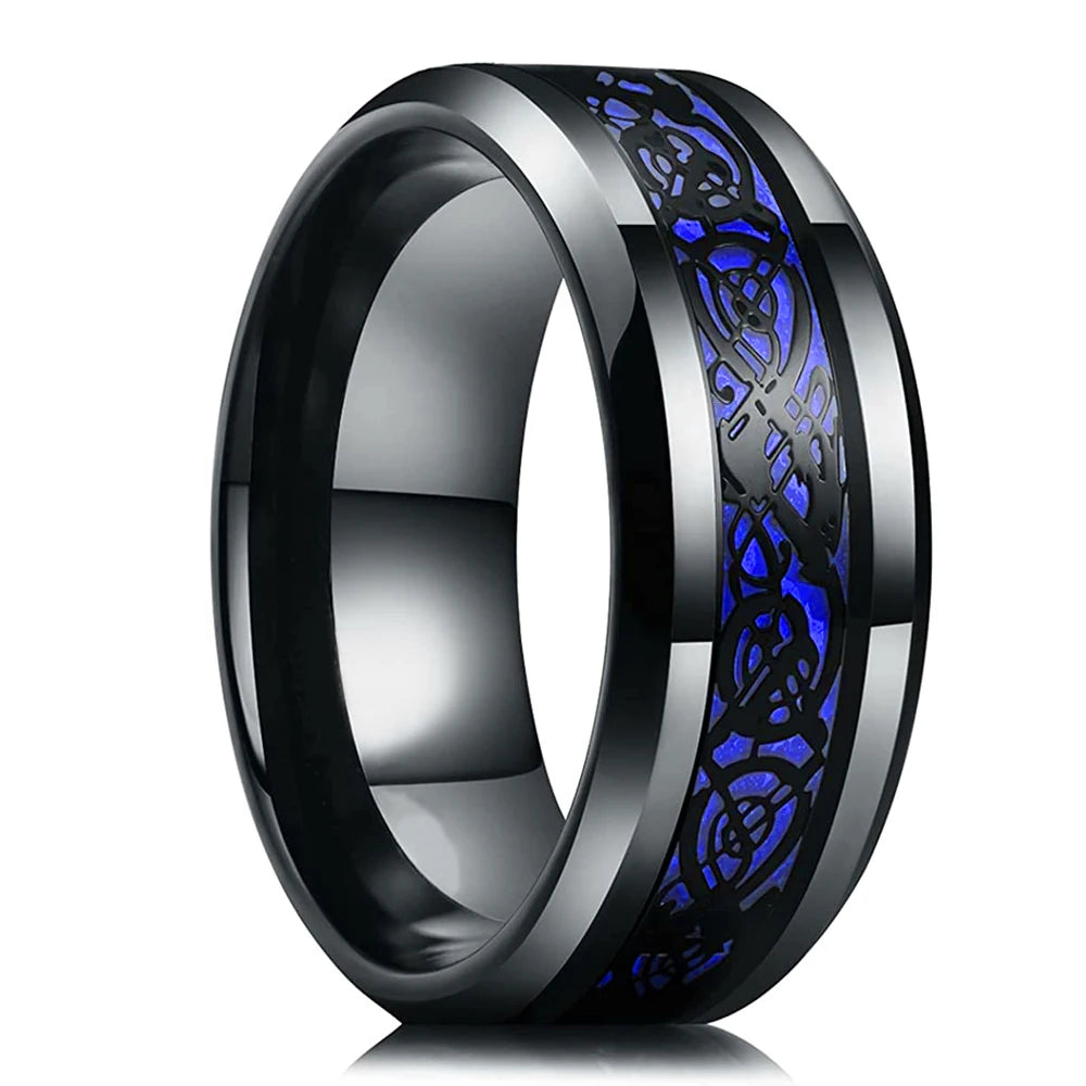 Moderne 8mm Schwarz Titan stahl Ringe für Männer Frauen Nut Facetten Edelstahl Männer Ring Hochzeit Band schmuck Großhandel