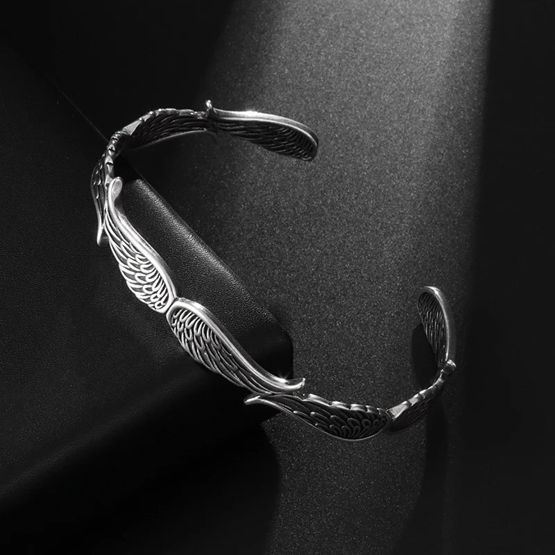 Retro Kreatives Design Engelsflügel Metall Offene Armreif Armbänder für Männer Frauen Cool Glamour Party Biker Schmuck