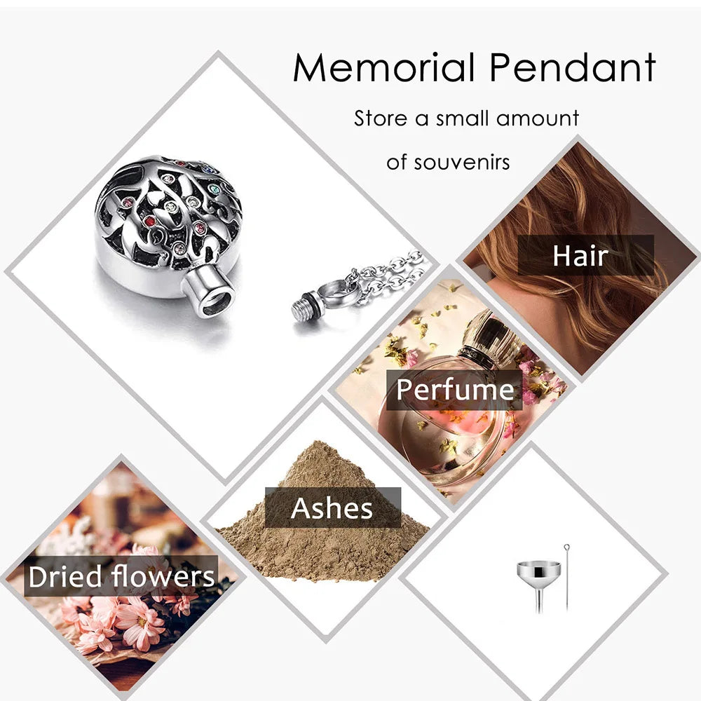Baum des Lebens Feuerbestattung Schmuck für Asche Memorial Asche Schmuck Anhänger Andenken Haustier verloren Schmuck Edelstahl Urne Halskette
