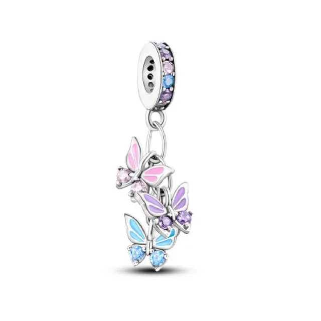 2025 Neu in Original 925 Sterling Silber Bunte Exquisite Schmetterling Serie Charm Fit Armband Halskette DIY Frauen Schmuck Geschenk