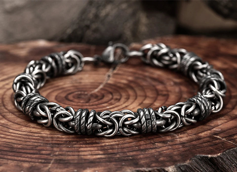 Vintage geflochtenes Edelstahl Herrenarmband Hip Hop einfache geflochtene Laterne Handkette für männliche Freund trendige Armreif Geschenke