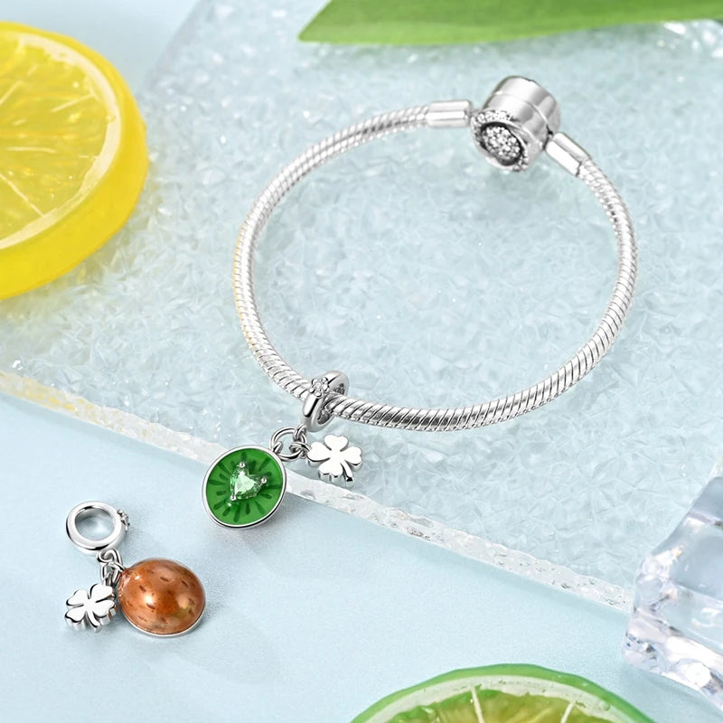 Neu im 925er-Sterlingsilber, grüne Charms, Perlen, Frosch, Kleeblatt, Schildkröte, Anhänger, Schmuck, passend für Original-925-Armbänder für Frauen, DIY-Geschenk