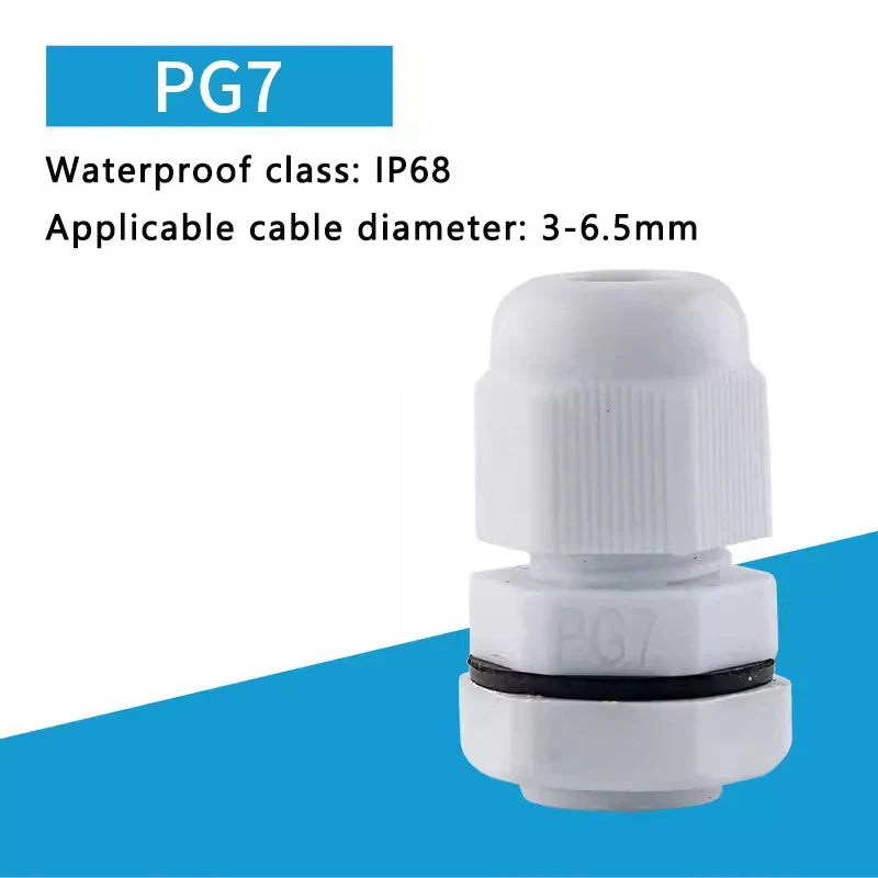 PG7-PG36 Kabelverschraubung, Kabeleingang, IP68, wasserdicht, weißes Nylon-Kunststoff-Anschlussstück