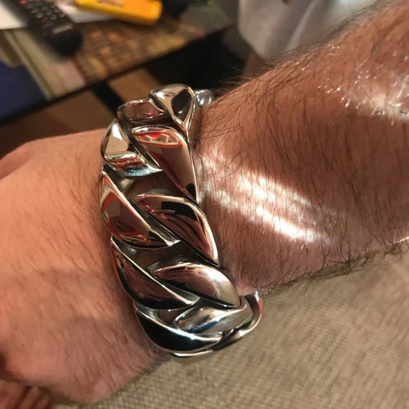 20/26/31MM 316L Edelstahl Curb Kubanisches Armband Riesige Schwere Silber Farbe Ton Schmuck Herren Frauen Biker Bike Kette Armbänder