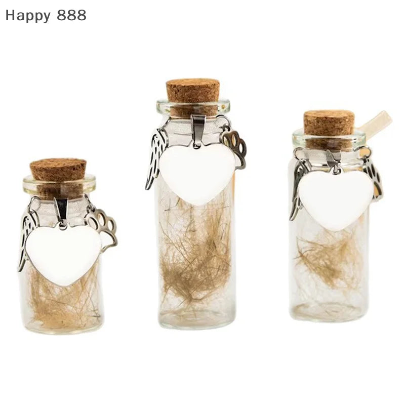 Haustier-Gedenkflasche mit 3 silbernen Accessoires – Aufbewahrung von Tierhaaren oder Fell für Hunde und Katzen, Andenken-Urnenbehälter