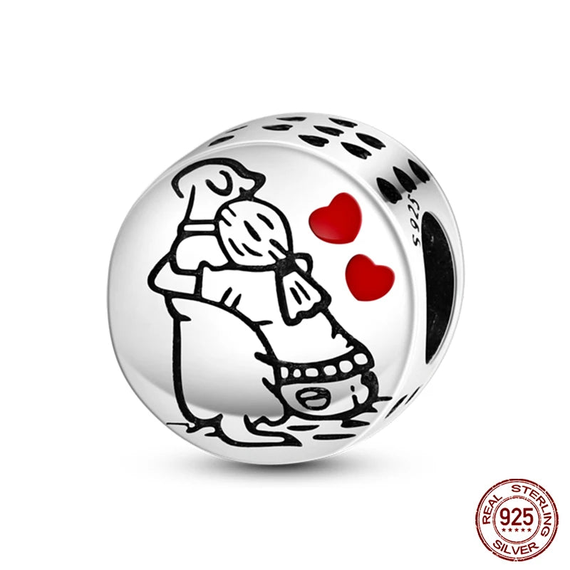 Charms aus 925er-Sterlingsilber, romantische Herz-Serie, Perlen, passend für Qikaola 925 Original-Armbänder, DIY-Schmuck zum Muttertag, Geschenke