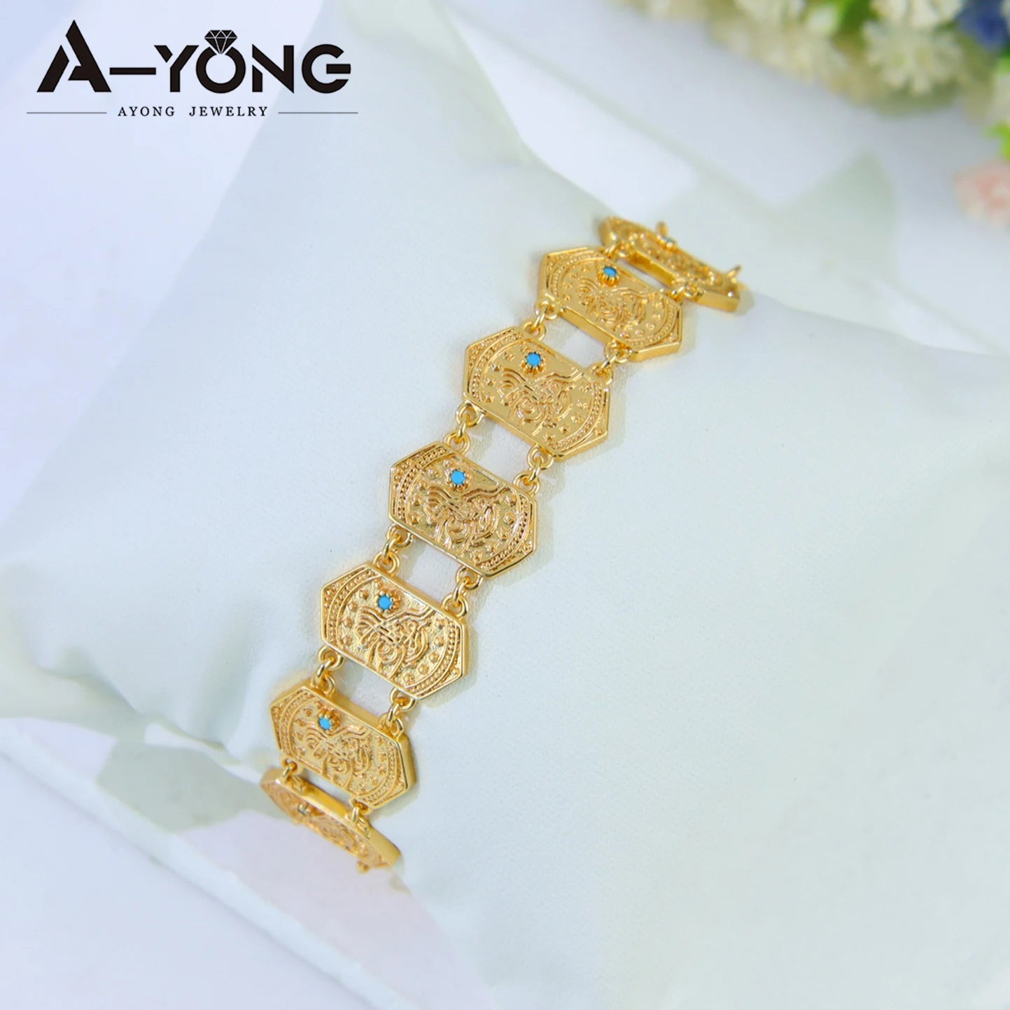 Dubai Mode Geometrische Armband 21k Gold Überzogene Arabisch Muslimischen Braut Manschette Armreifen Türkische Frauen Vintage Hochzeit Schmuck