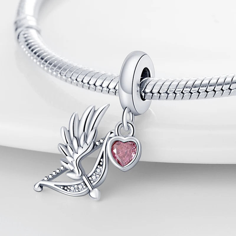 Charms aus 925er-Sterlingsilber, romantische Herz-Serie, Perlen, passend für Qikaola 925 Original-Armbänder, DIY-Schmuck zum Muttertag, Geschenke