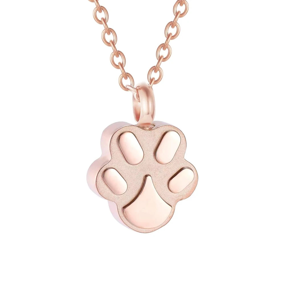 Haustier-Urnen-Halskette für Asche, Anhänger, Pfotenabdruck, Haustier-Urnen-Halskette, Gedenk-Andenken-Schmuck für die Asche von Haustieren/Hunden/Katzen