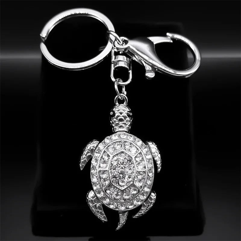 Exquisite bunte Kristall Schildkröte Schlüsselanhänger Halter für Frauen Männer Legierung Strass Tier Schlüsselanhänger Charme Schmuck Geschenke K5205S03