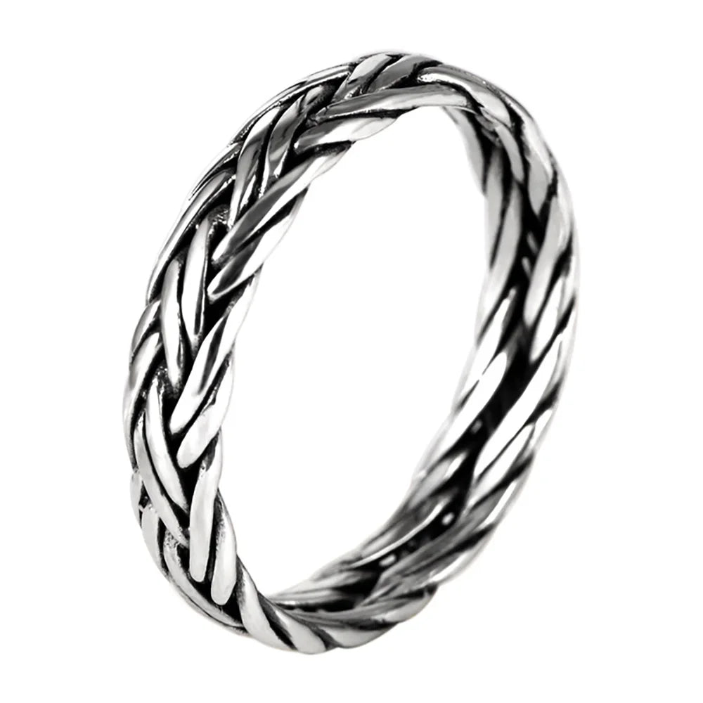 Wikinger-Schmuck, geflochtener Ring aus 925er-Sterlingsilber für Männer und Frauen, Paar-Eheringe für Liebhaber
