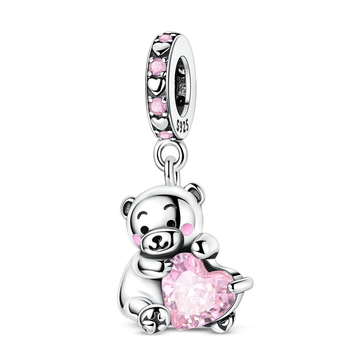 Rosa Charms aus 925er-Sterlingsilber, Perlen, Schmetterling, Parfümflasche, Krone, herzförmiger Zirkon, Charms für Frauen, feiner DIY-Schmuck, Geschenke