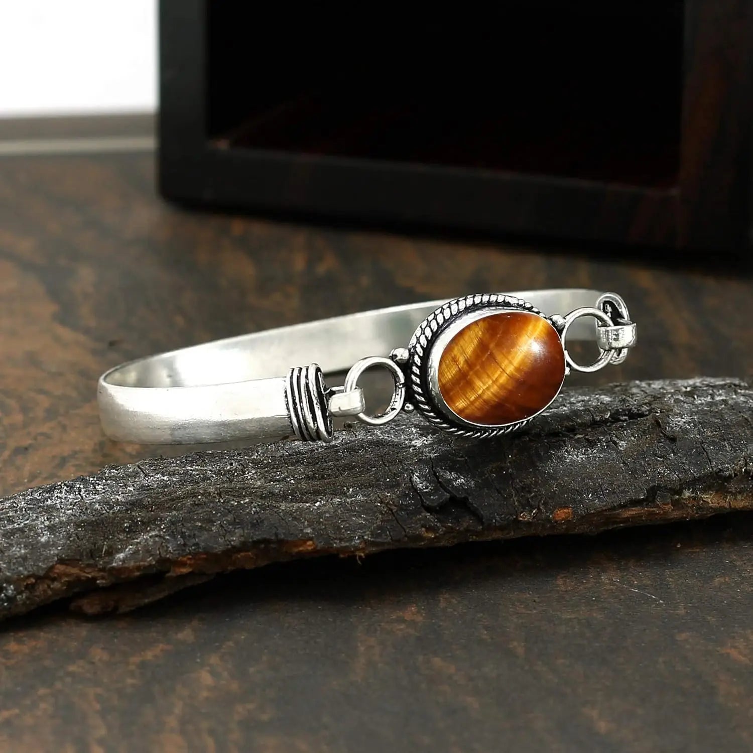 Vintage-Armreif aus 925er Silber, natürlicher ovaler Mondstein, handgefertigter Armreif mit Geburtsstein, Geschenke, edler Schmuck für Damen und Herren