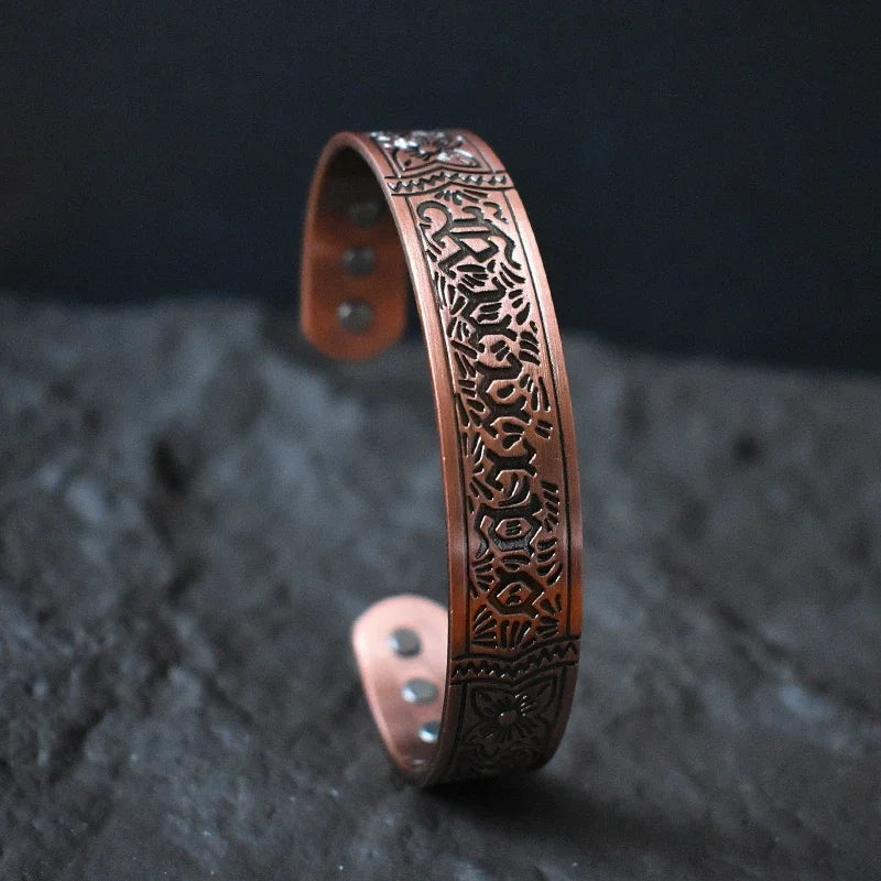 Handgefertigtes Kupfer-Magnetarmband, handgeschmiedet mit massivem und hochwertigem Kupferarmband im Wikinger-Stil mit minimalistischer Eleganz für Herren